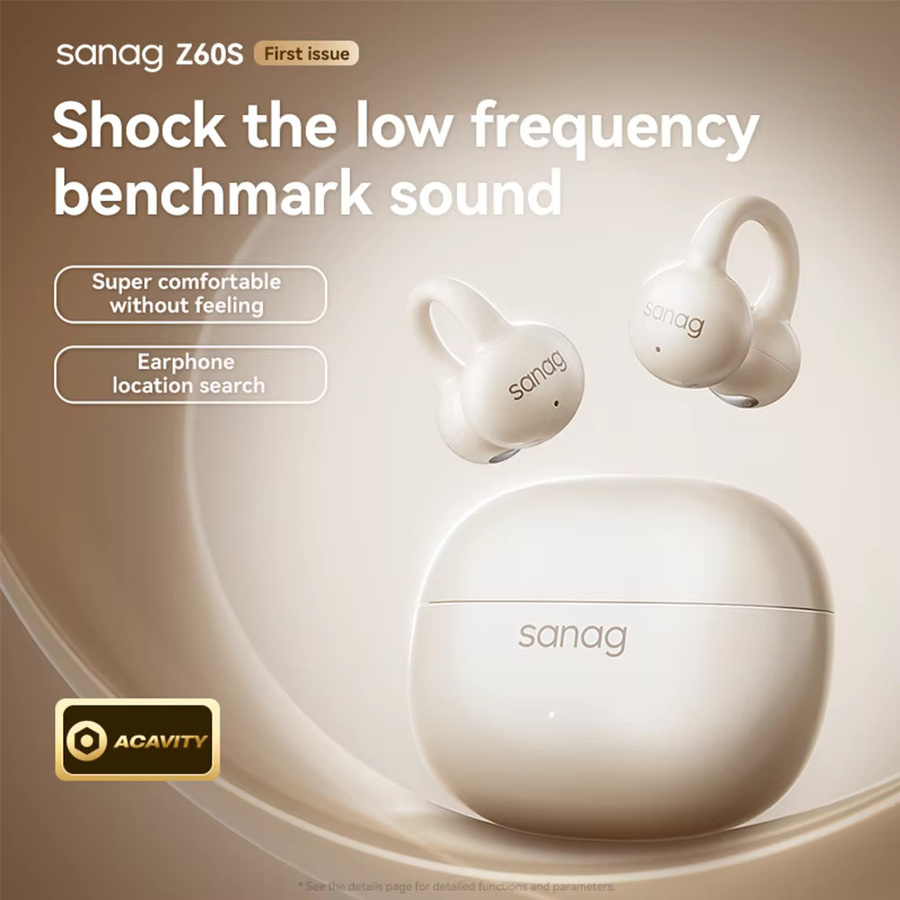 Sanag Z60S Bluetooth Ohrclip Kopfhörer mit HiFi-Sound und Open-Ear-Design in Weiß oder Violett - Bild 2