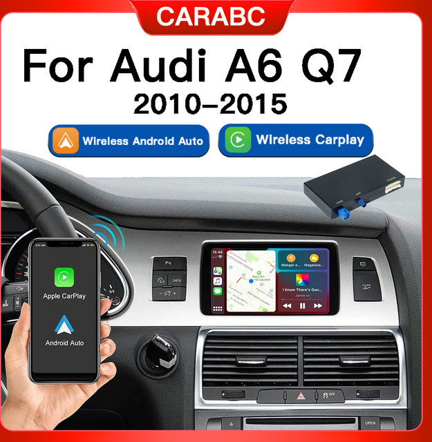CARABC Kabelloses CarPlay und Android Auto Modul mit MirrorLink, AirPlay und Rückfahrkamera für Audi A6 und Q7 in Schwarz - Bild 1