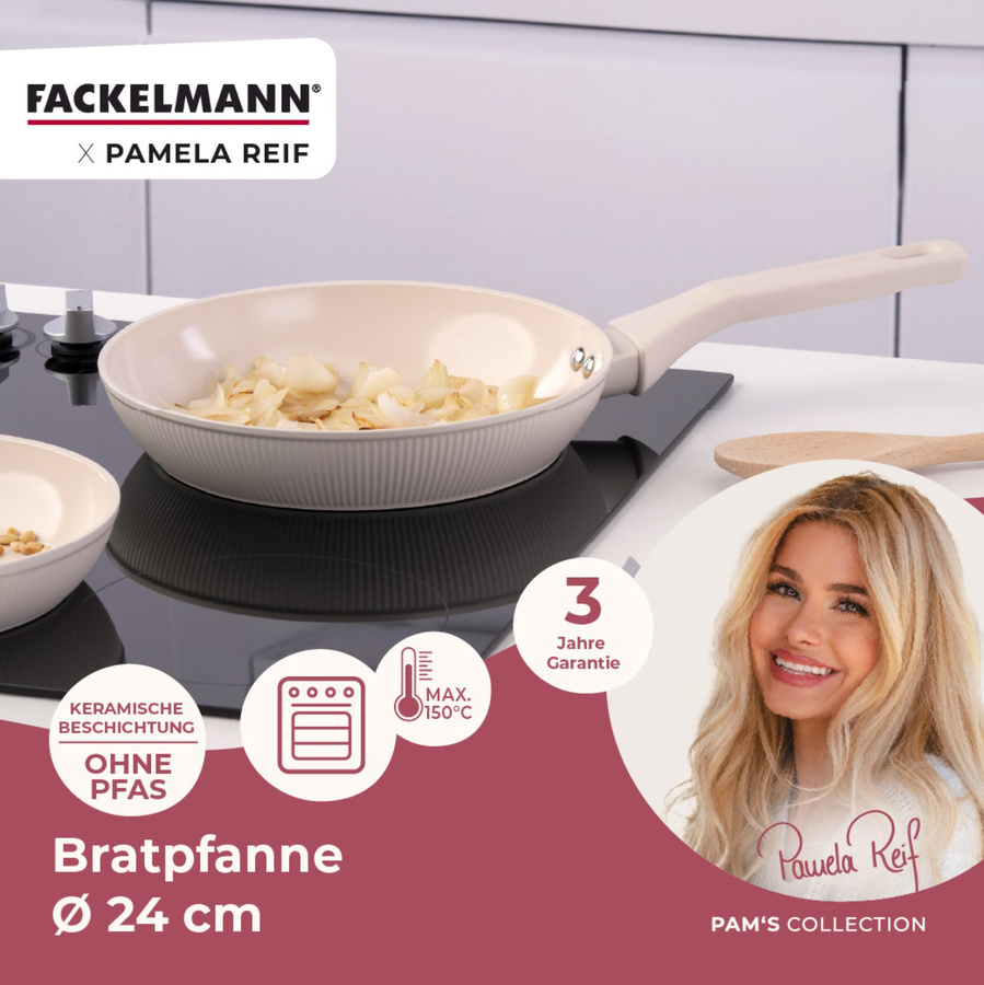 Fackelmann Pamela Reif Bratpfanne Shell in Beige mit Keramikbeschichtung, Durchmesser: 24 cm - Bild 2