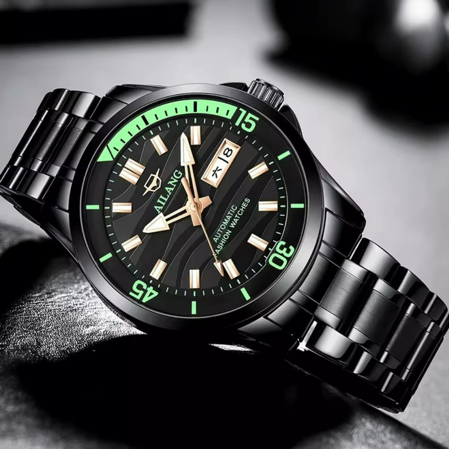 AILANG Armbanduhr Automatik, Edelstahl, Schwarz, Herren - Bild 3