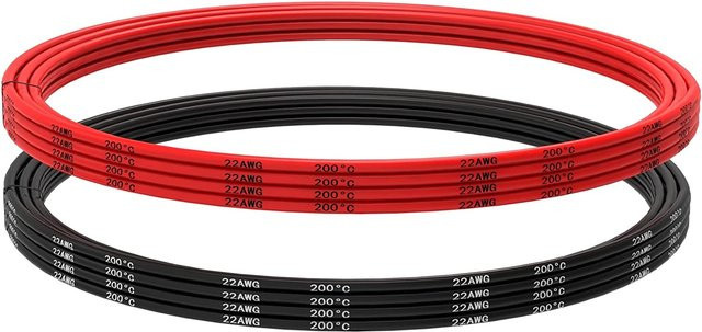 YUNIQUE EUROPE Silikonkabel 22 AWG Set, 5,0 m, Farben: Rot und Schwarz, flexibel und hochtemperaturbeständig für Elektronikprojekte - Bild 1