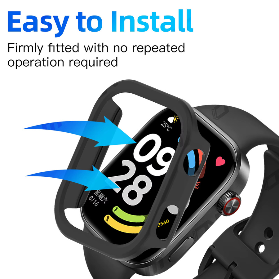 ONM Schutzhülle + Displayschutzfolie für Redmi Watch 6, Silikon, Schwarz, Unisex - Bild 4