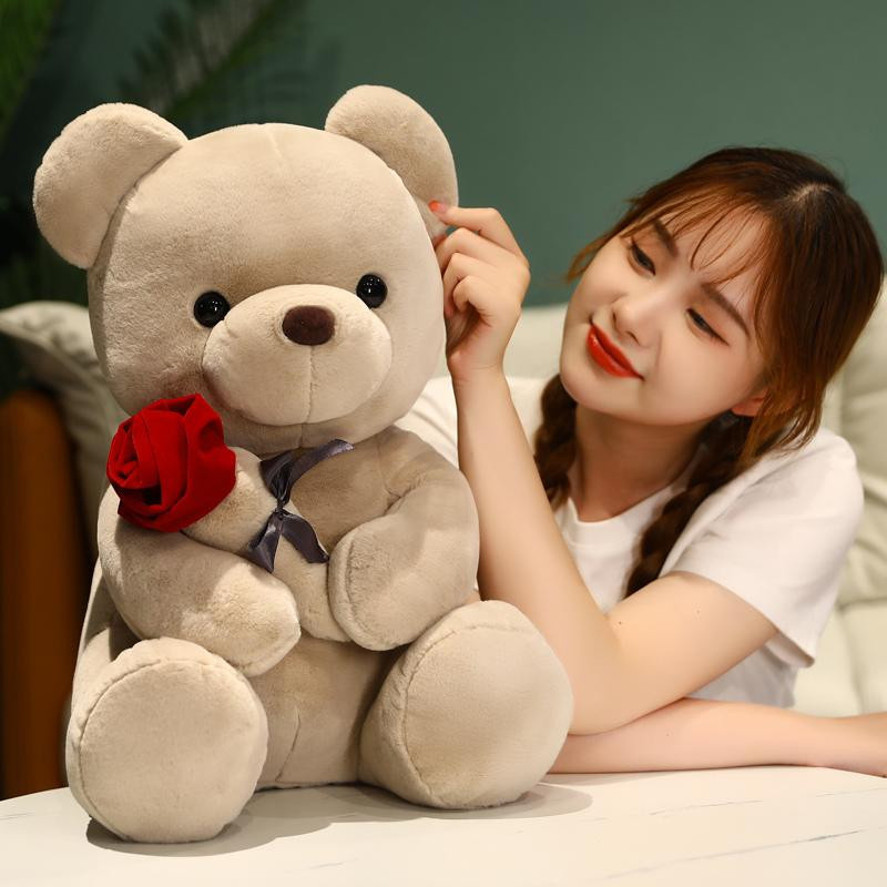 GDzaccly Kawaii Bär mit Rosen Plüschtier Stoffpuppe 45cm - Bild 2