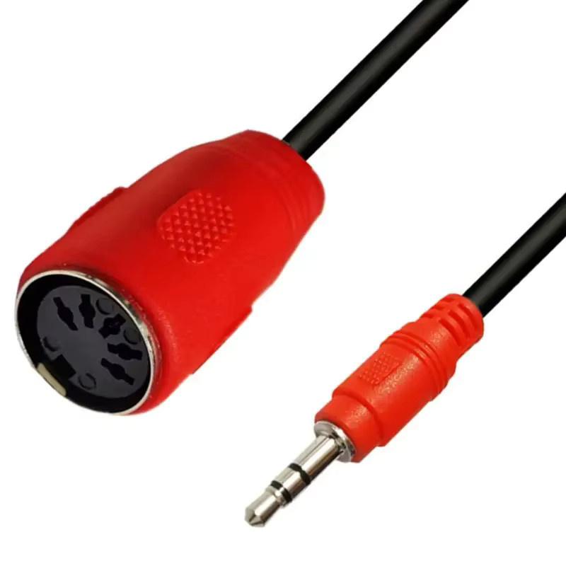 BSN MIDI zu TRS 3,5 mm Stecker auf DIN 5-Pin Buchse Audio Adapter Kabel mit 90 Grad Winkel in Rot, Länge: 0,5 m - Bild 4