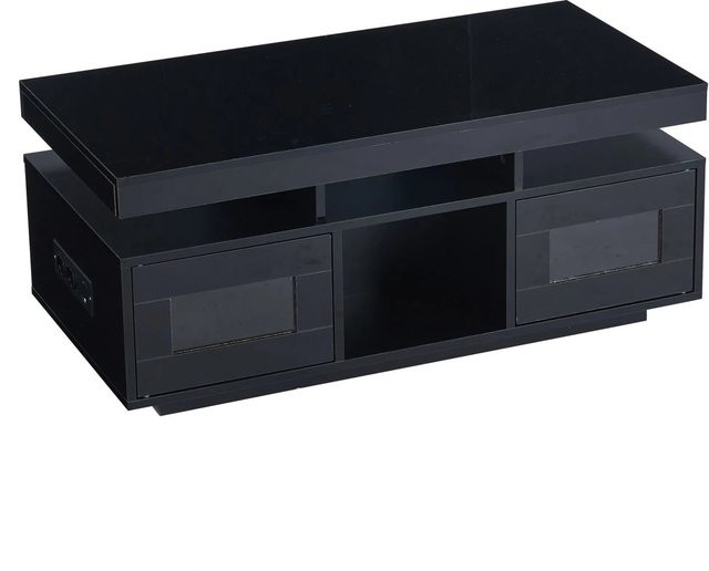 okwish Couchtisch mit LED-Leuchten, Ladeanschluss und Steckdose in Schwarz, B: 100 cm, T: 50 cm, H: 43 cm - Bild 1