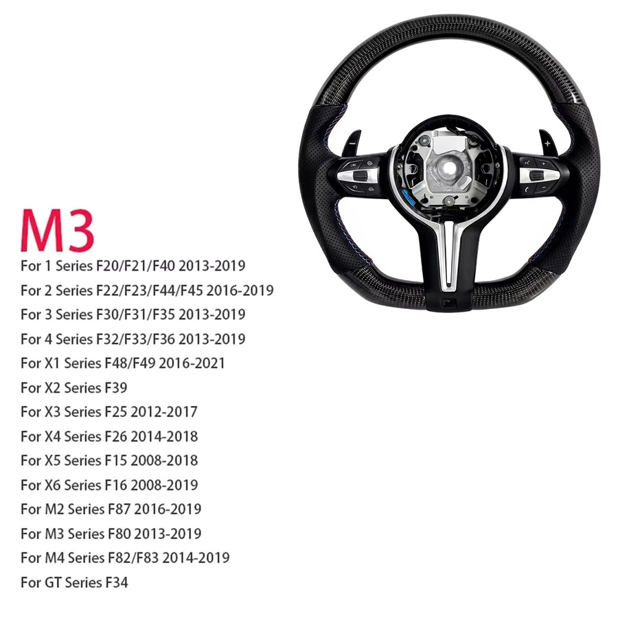 XUDREZ Sportlenkrad aus Carbonfaser und perforiertem Nappaleder in Schwarz für BMW F20 F21 F30 F25 F15 M2 M3 M4 F80 F82 im D-Form-Design - Bild 4