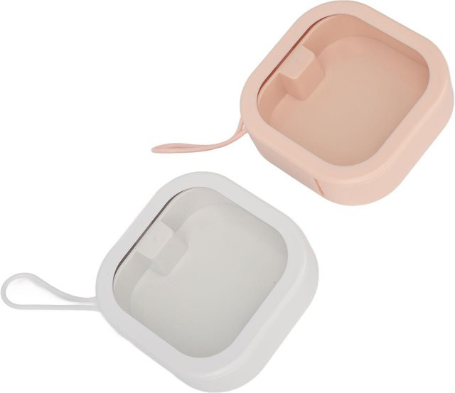 2er-Set Haargummi-Organizer-Box aus Kunststoff, transparente Aufbewahrungsbox für Haar-Accessoires und Kleinteile, beige und weiß - Bild 1