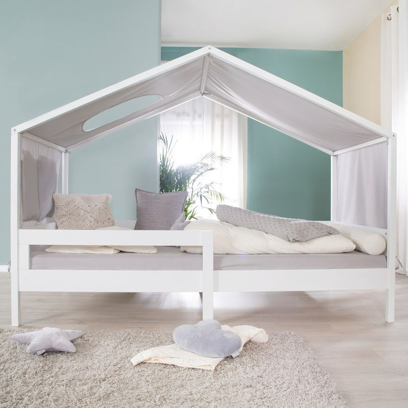 Roba Montessori Hausbett Komplettset aus Massivholz in Weiß mit Schubladen, B/T/H: 90 x 200 x 99,5 cm - Bild 2