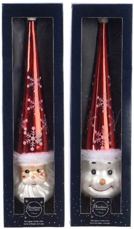 Kaemingk Weihnachtsbaumspitze Weihnachtsmann aus Glas in Rot und Weiß - Bild 1