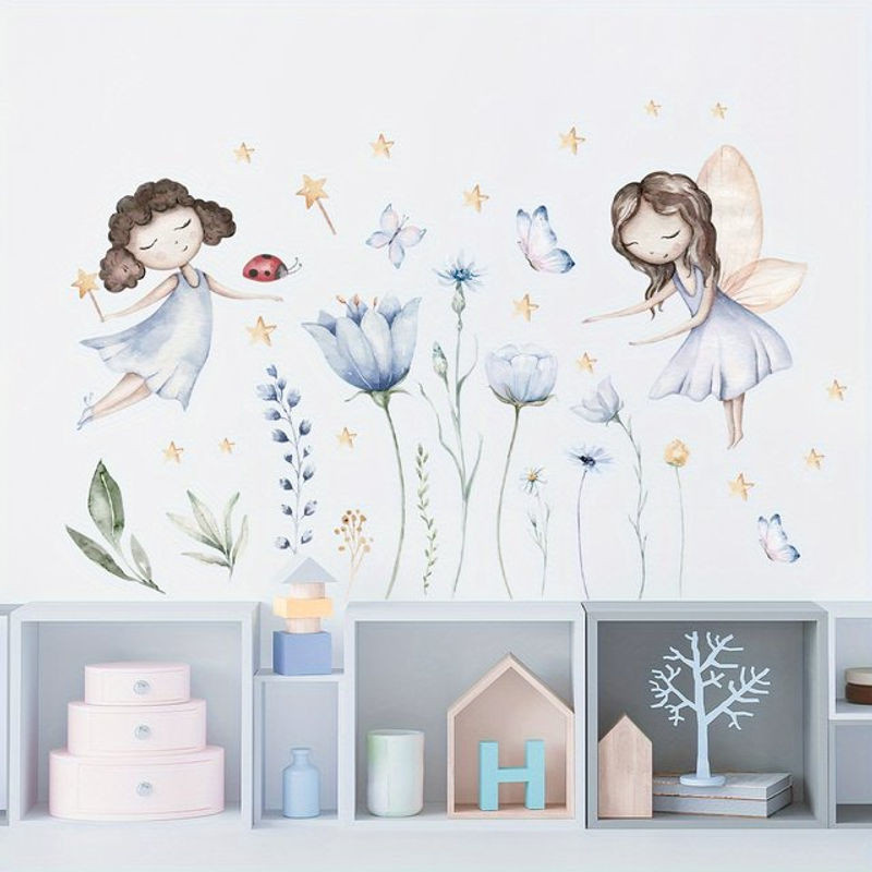 BRUP Wandtattoo für Kinder mit Cartoon Blumen, Feen und Schmetterlingen in Mehr - Bild 1