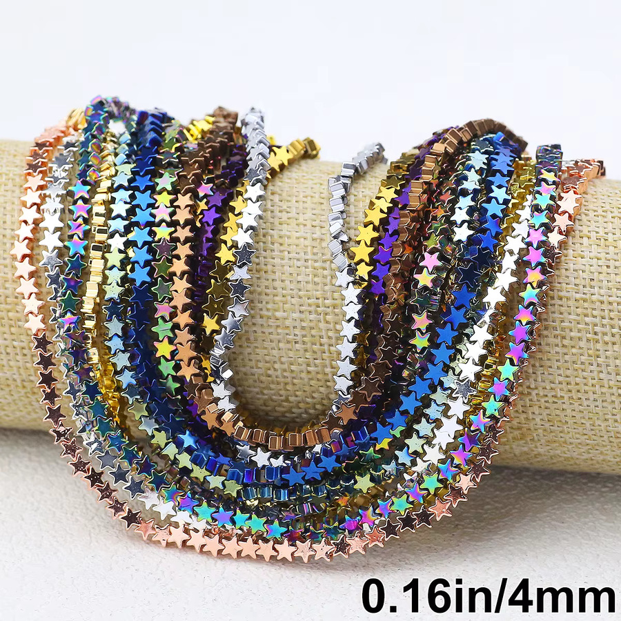 JHNBY Spacer Perlen Hämatit, Bunt, Stern Form, 4 mm, Unisex - Bild 4