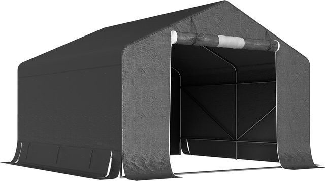 Outsunny Garagenzelt Grau, wetterfestes Lagerzelt und Carport mit Fenster und Reißverschlusstür, B/T/H: 300 x 300 x 210 cm - Bild 1