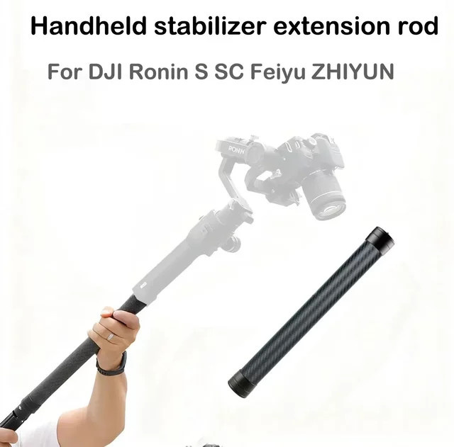 DJI Kohlefaser-Verlängerungsstange für Gimbal und Kamera in Schwarz mit 1/4-Zoll-Schraubanschluss oben und 1/4-auf-3/8-Zoll-Adapter unten - Bild 1