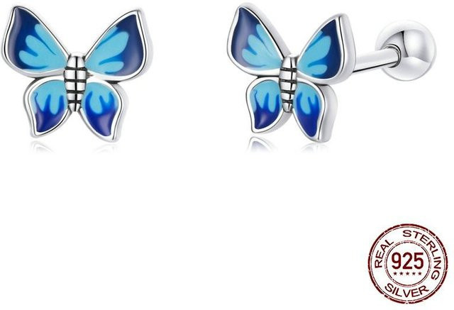 Ohrstecker 925 Silber, Schmetterling, blue, Damen - Bild 1