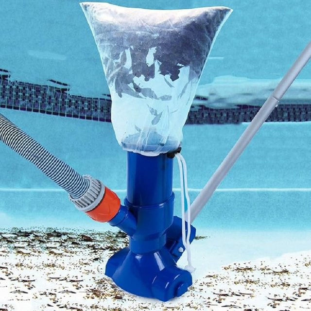 Tragbares Schwimmbad-Reinigungsset mit Skimmer-Netz in Blau für die manuelle Poolreinigung - Bild 1