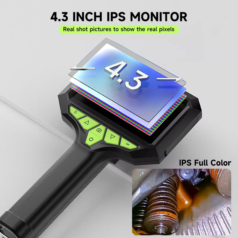 ZEMICAM Handgehaltenes Industrie-Endoskop mit 4,3 Zoll IPS-Bildschirm und HD-Kamera in Schwarz - Bild 4