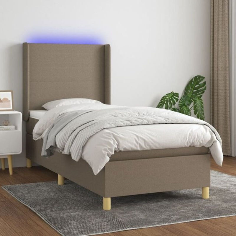 vidaxl Boxspringbett mit Matratze in Taupe meliert, Stoff, B/T/H: 80 x 200 x 118 cm - Bild 1