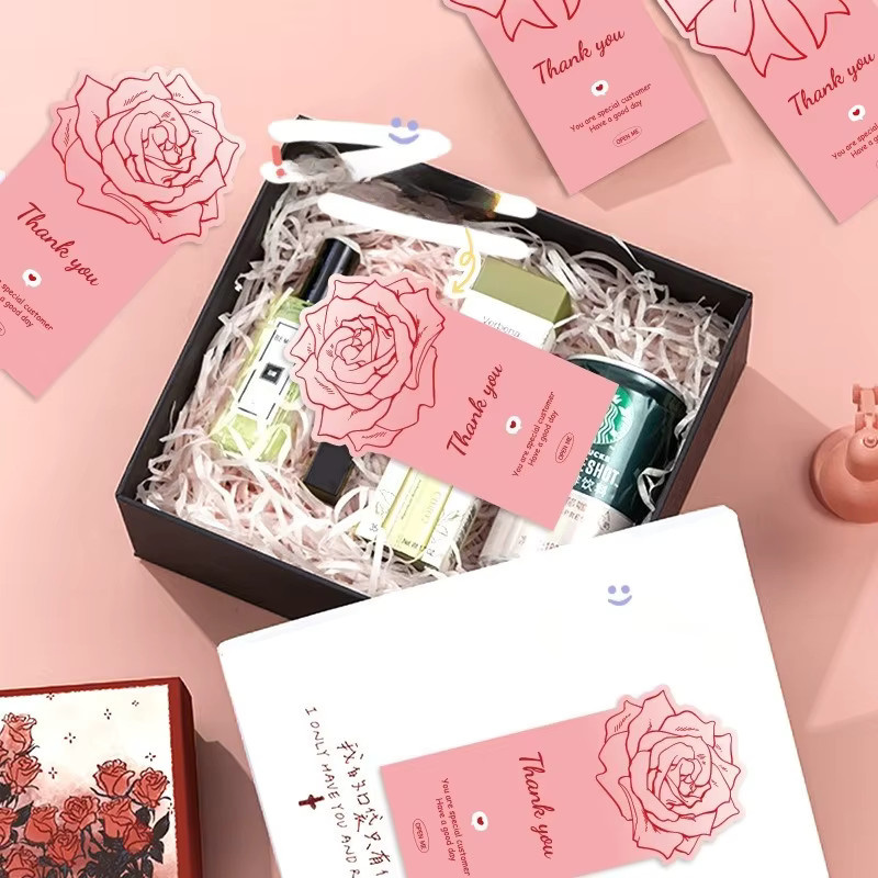 50 Stück selbstklebende Dankeschön-Aufkleber mit rosa Schleifen-Design zur Dekoration von Geschenkboxen und Geschenketiketten in Pink - Bild 2