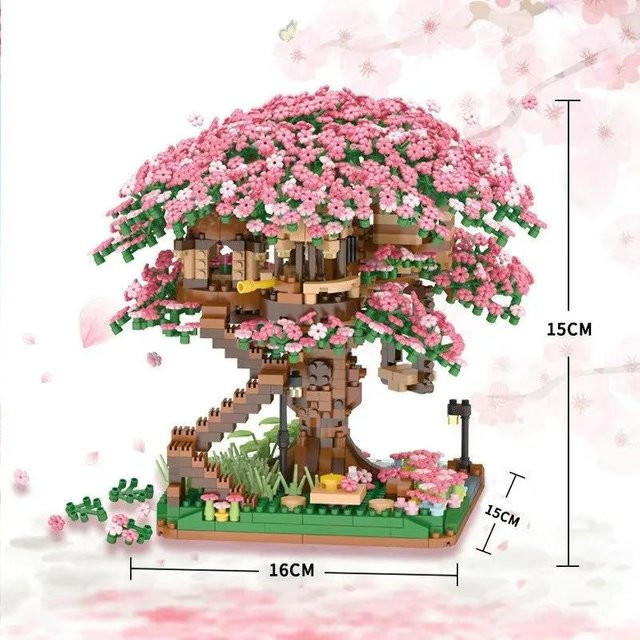 Binchi Keji Travel Kirschblütenbaum-Haus-Bausteine, Gebäudemodell, ab 6 Jahren - Bild 1