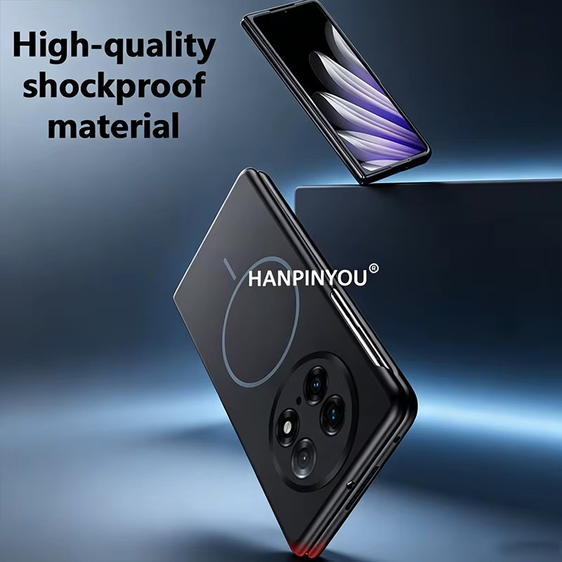 Ultradünne Magnetische Flüssig-PC-Hartschalen-Handyhülle mit Kameraschutz für OPPO Find N6, Find N5 und Find N3 in Schwarz und Grau - Bild 2