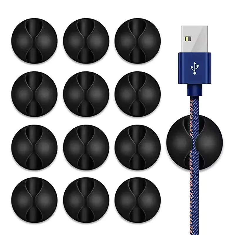 VIKEFON Kabel Clip Wickler Organizer Set, 20 Stück Runde Kabelhalter für Schreibtisch und Home Office, Klebehalter für Ladegeräte und Kabel - Bild 5