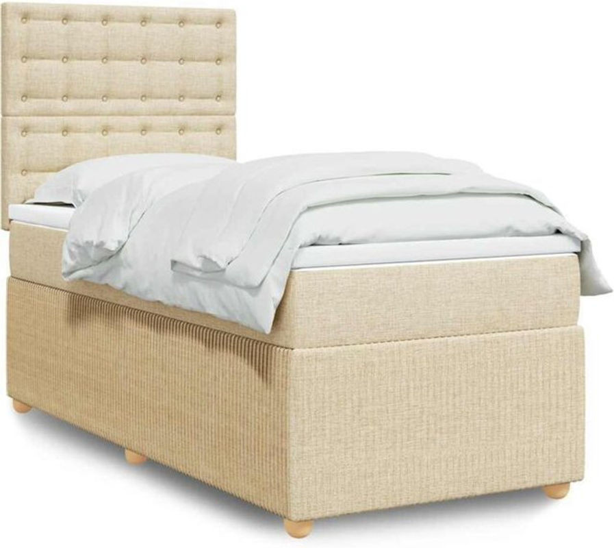 vidaxl Boxspringbett mit Matratze aus Stoff in Creme, B/T/H: 90 x 190 x 150,5 cm - Bild 1