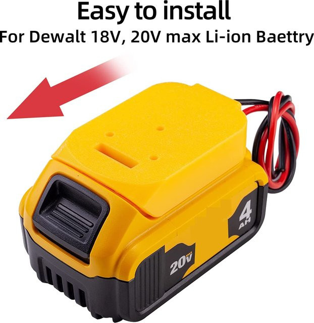 DeWalt Batterie-DIY-Adapter Stromwandler für DCB182 18V Li-Ionen-Akkus mit 14 AWG Kabel in Gelb - Bild 1