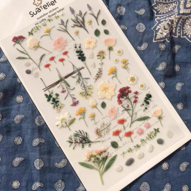 Suatelier Blumen Brief Aufkleber aus PVC in Multicolour für Tagebuch und Sammelalbum - Bild 1