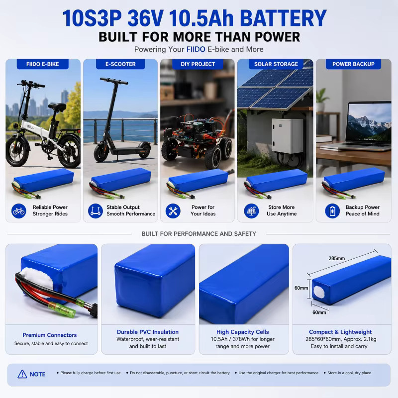 Lithium-Akku-Pack 36V 10S3P für FIIDO D1 D2 D2S D4S faltbare Elektrofahrräder in Blau - Bild 5
