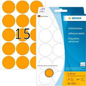 HERMA Klebepunkte Markierungspunkte in Orange, Ø 32 mm, 360 Stück auf 24 Blatt, FSC-zertifiziertes Papier - Bild 1