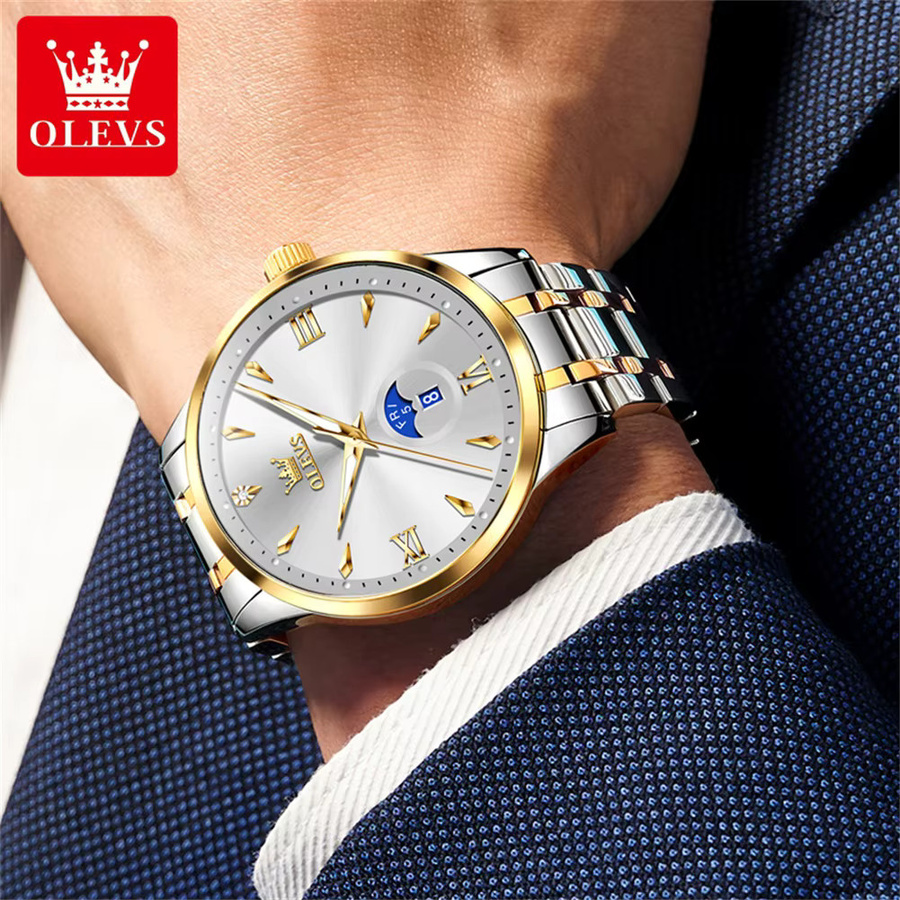 OLEVS Armbanduhr Quarz, Edelstahl, Bicolor, Herren - Bild 5