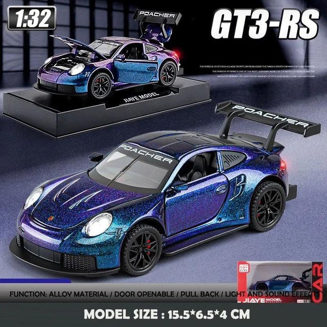 Linyi toy car 911 GT3 RS Sportwagen, Druckguss Miniatur Auto, 1:32 Maßstab, ab 4 Jahren - Bild 1