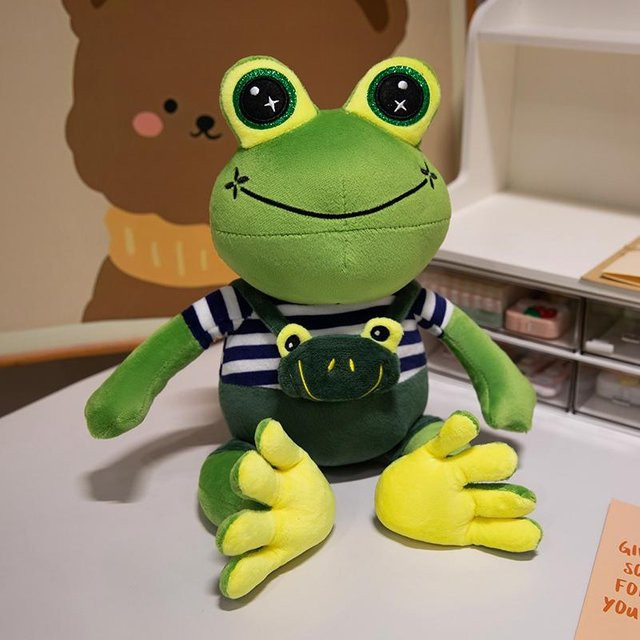 Cartoon Frosch Plüschtier Kissen, Grüner Langbeiniger Frosch, Stofftier - Bild 1