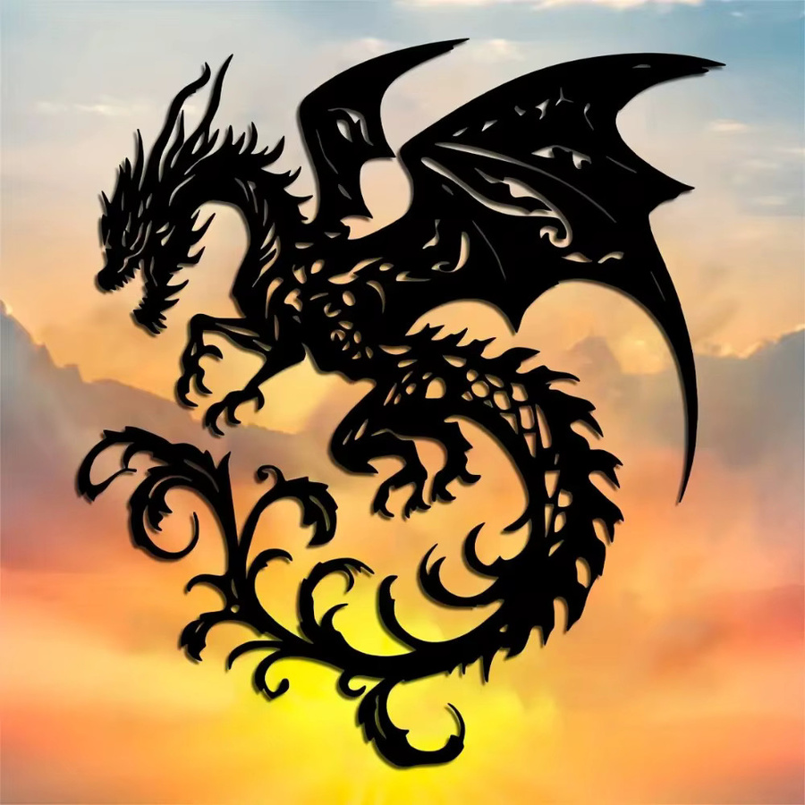 CIFBUY Drachen Wandkunst aus Metall in Schwarz, gotische Dekoskulptur für Zuhause, Hof und Balkon, Breite: 39,98 cm, Höhe: 35,61 cm, Tiefe: 35,61 cm - Bild 3