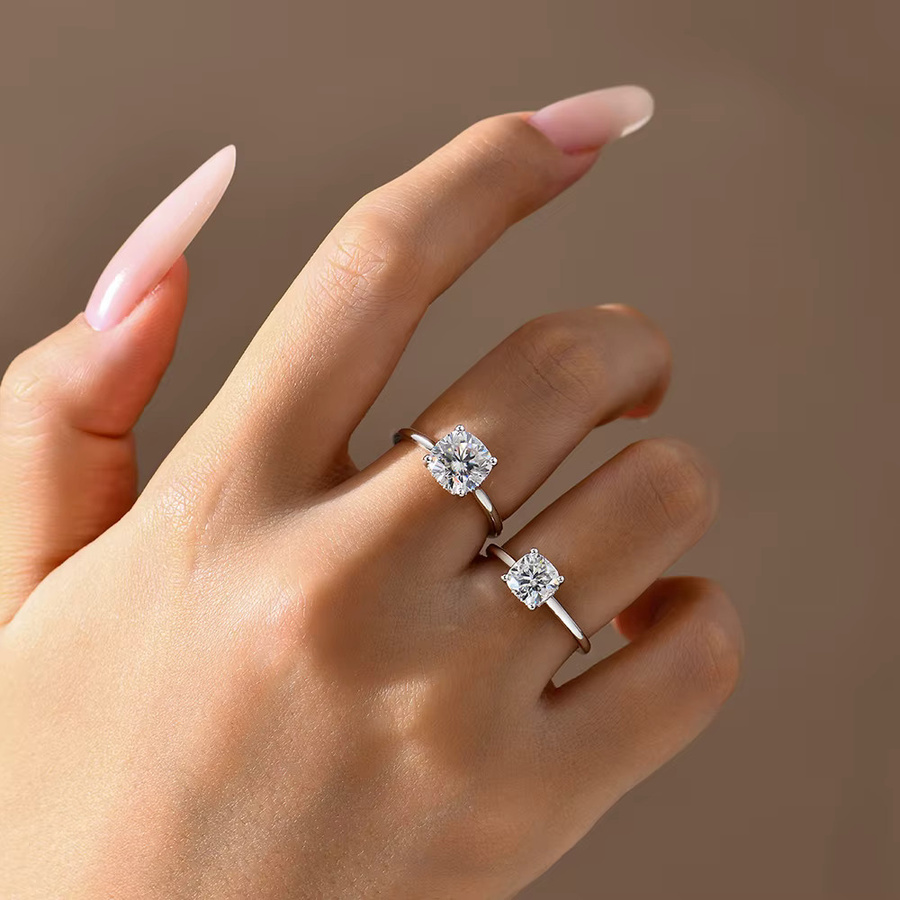 ATTAGEMS Ring Moissanit, 925 Silber, 18 Karat vergoldet, Damen - Bild 3