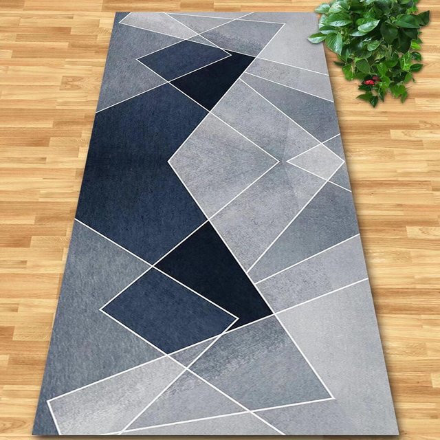 Karpetti Teppichläufer Modern Geometric in Grau, Rutschfest und Waschbar, B/T: 120 x 200 cm - Bild 1