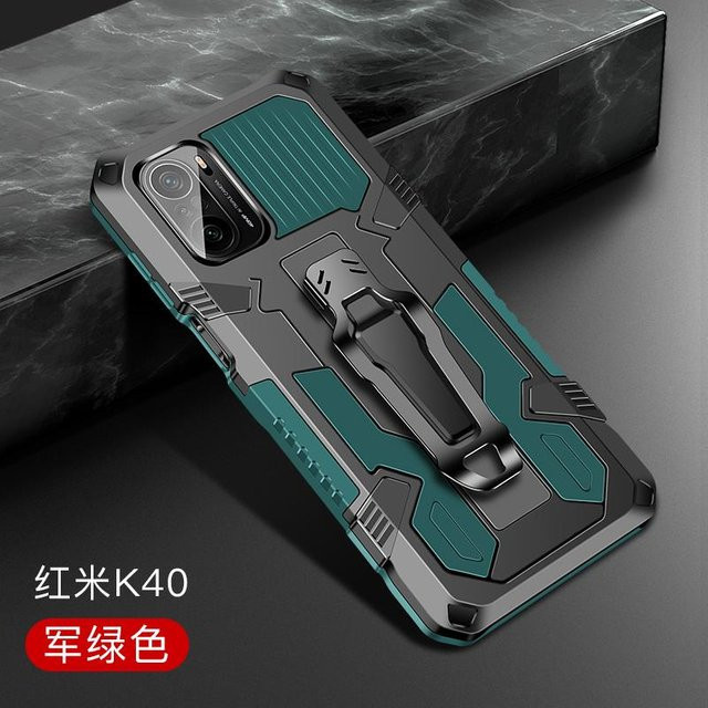 Stoßfeste Panzer Hülle für Xiaomi Poco F3 5G mit Gürtelclip Holster in Grün - Bild 1