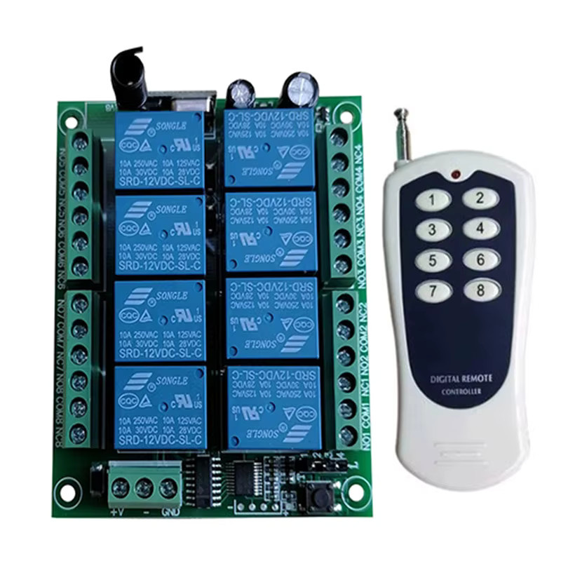 xuanlongyuan 8-Kanal Funkfernbedienung mit 433 MHz Empfänger und LED-Lichtschalter, 10A Relaisausgang, DC 12V 24V - Bild 3