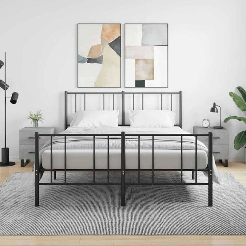Vidaxl Set 2 Nachttische Modern in Grau aus Holzwerkstoff und Metall, B/T/H: 40 x 35 x 47,5 cm - Bild 1