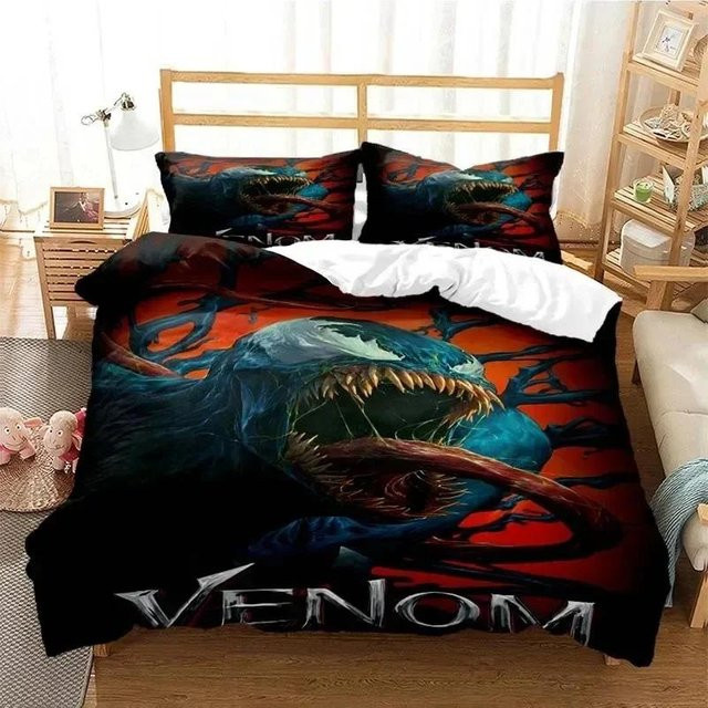 Venoms Bettwäsche-Set aus Mikrofaser mit Grafik-Design, Bettbezug und Kissenbezug, Schwarz, B/H: 228 x 228 cm - Bild 1