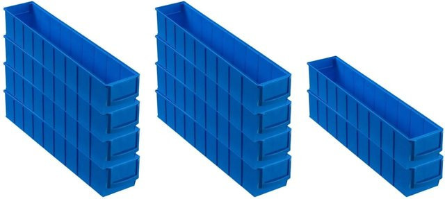 PROREGAL SparSet 10x Industriebox 500 S Sortimentskasten Blau, H x B x T: 8,1 x 9,1 x 50 cm - Bild 1