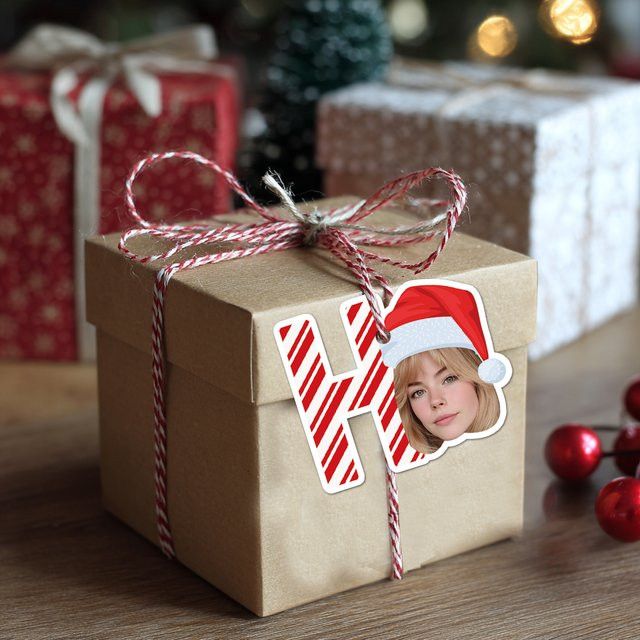 Personalisierte Weihnachts-Hängeetiketten mit HOHO Gesicht von cyuan als Geschenk und Snackdekoration - Bild 1