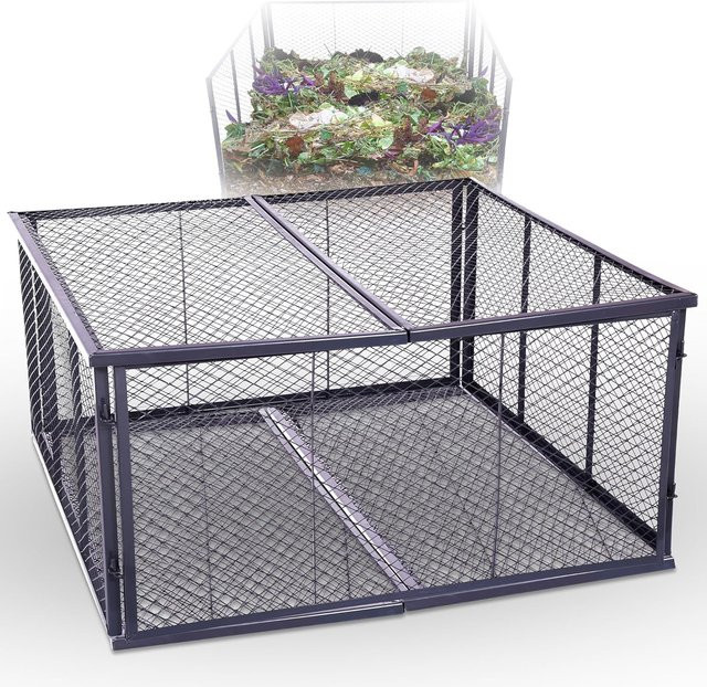 Novatool Garten-Komposter aus Metall mit Deckel und Boden, erweiterbares Stecksystem, B/T/H: 100 x 100 x 100 cm - Bild 1