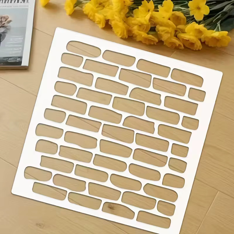 Wiederverwendbare Steinwand-Textur Schablone aus Kunststoff für DIY-Malerei und Scrapbooking, Breite: 30 cm, Breite: 30 cm - Bild 3