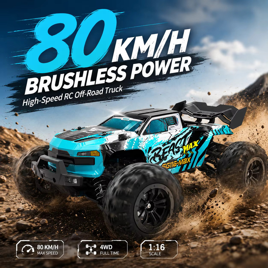 ZNLYRION Bürstenloser RC-Wagen Offroad-Truck, 1:16 Maßstab, Metallkonstruktion, LED-Licht - Bild 2
