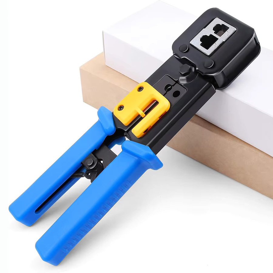 Multifunktionale RJ45 Crimpzange von WOZOBUY für Cat5 und Cat6 Netzwerkkabel, RJ12 Kabel-Stripper und Netzwerk-Werkzeug in Multicolor - Bild 2