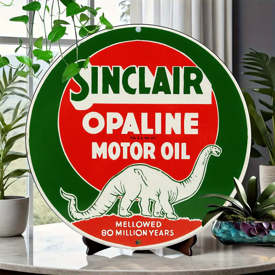Runde Vintage Sinclair Opaline Motorölschild Wanddekoration aus Metall von Potdemiel, Durchmesser: 20,3 cm, Mehrfarbig - Bild 5