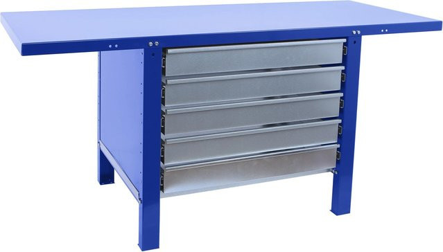 PROREGAL Werkbank BUFFALO aus Metall mit 5 Schubladen, Blau, H x B x T: 83 x 120 x 73 cm, Traglast 700 kg - Bild 1