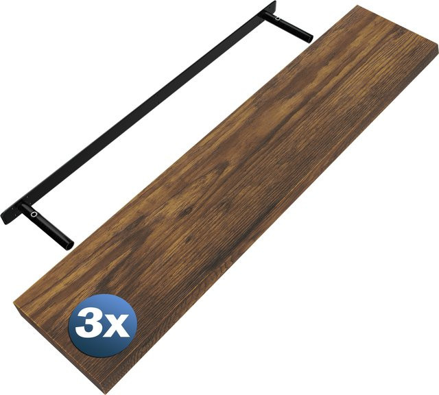 CASARIA Wandregal 3er-Set Schweberegal in Braun mit Halterung, Breite: 110 cm - Bild 1