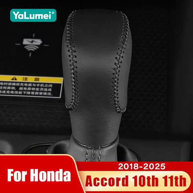 YaLumei Leder Schaltknopf Abdeckung für Honda Accord 10. und 11. Generation, Schwarz - Bild 1